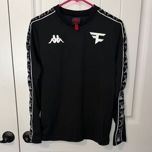 Faze x Kappa Black and White Long Sleeve Tee with Athletic Fit